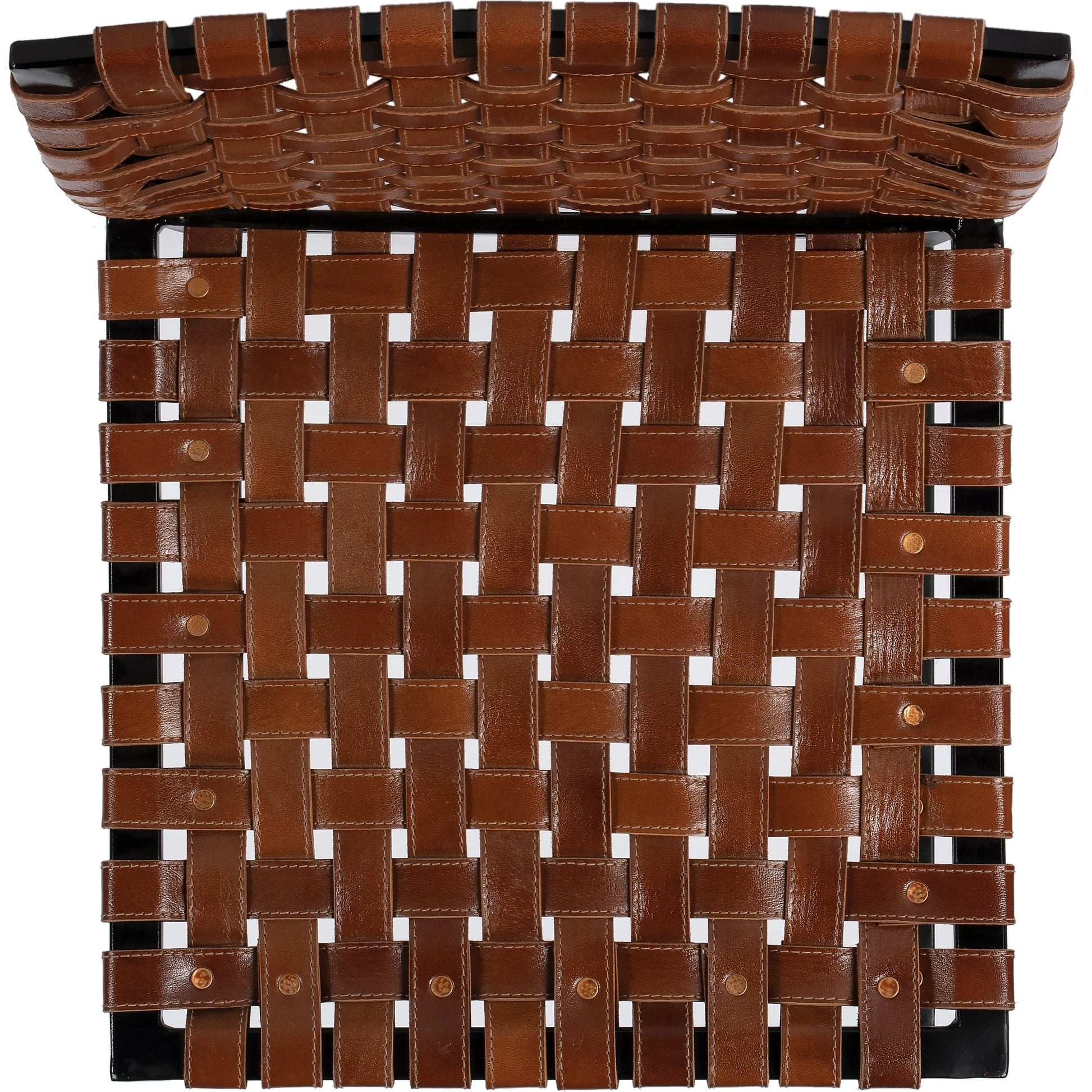 Urban Chair by Butler Specialty Company in medium brown and brown leather. Made from iron, real leather, steel metal nail heads in a modern style.