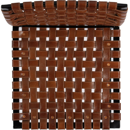 Urban Chair by Butler Specialty Company in medium brown and brown leather. Made from iron, real leather, steel metal nail heads in a modern style.