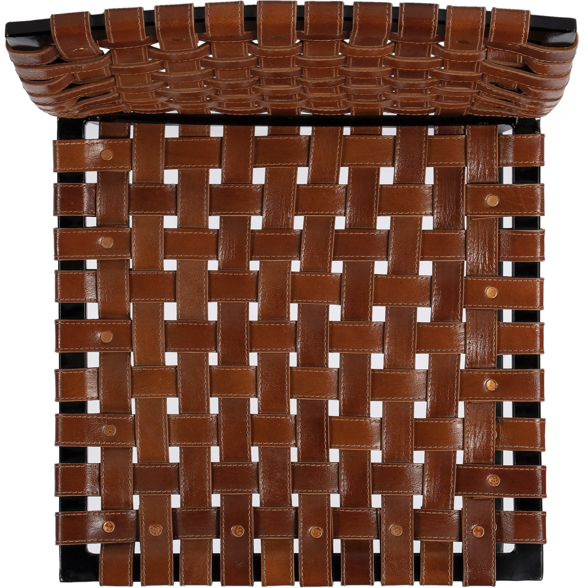 Urban Chair by Butler Specialty Company in medium brown and brown leather. Made from iron, real leather, steel metal nail heads in a modern style.