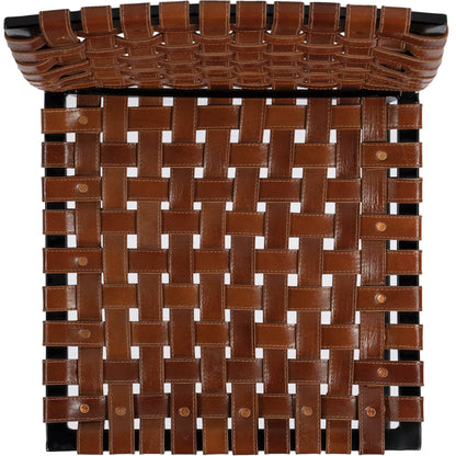 Urban Chair by Butler Specialty Company in medium brown and brown leather. Made from iron, real leather, steel metal nail heads in a modern style.