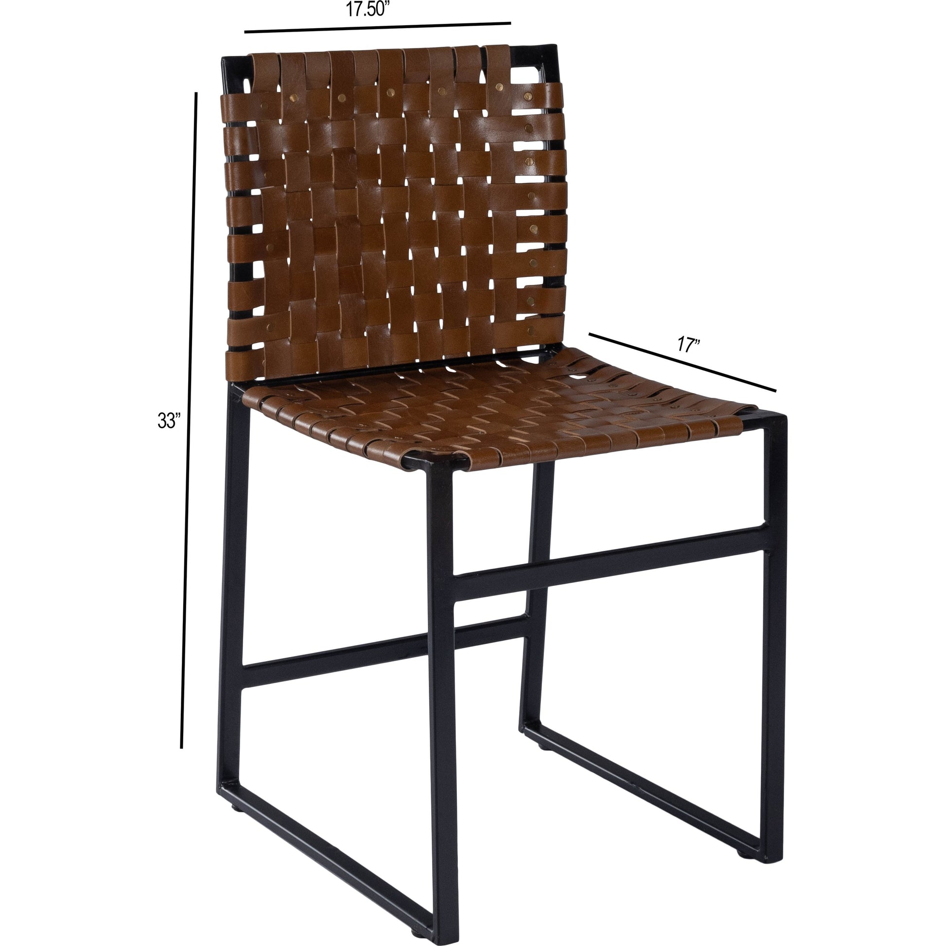Urban Chair by Butler Specialty Company in medium brown and brown leather. Made from iron, real leather, steel metal nail heads in a modern style.