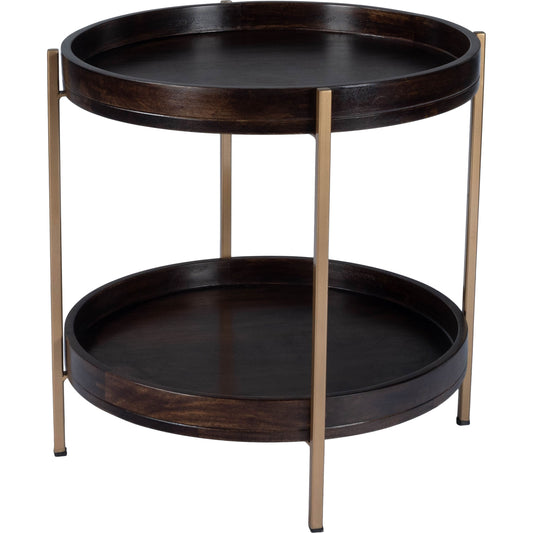 Damirra Accent Table by Butler Specialty Company in dark brown and butler loft. Made from mango wood, iron in a rustic style.