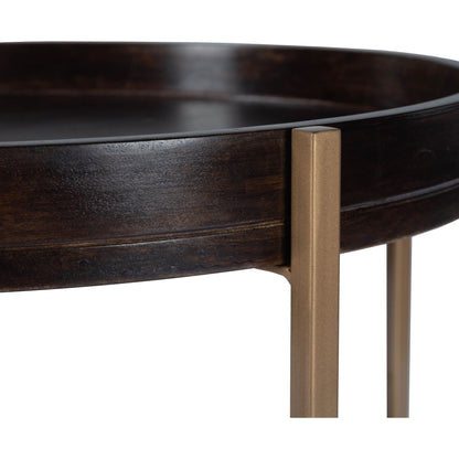 Damirra Accent Table by Butler Specialty Company in dark brown and butler loft. Made from mango wood, iron in a rustic style.