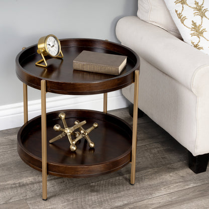 Damirra Accent Table by Butler Specialty Company in dark brown and butler loft. Made from mango wood, iron in a rustic style.