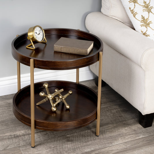 Damirra Accent Table by Butler Specialty Company in dark brown and butler loft. Made from mango wood, iron in a rustic style.