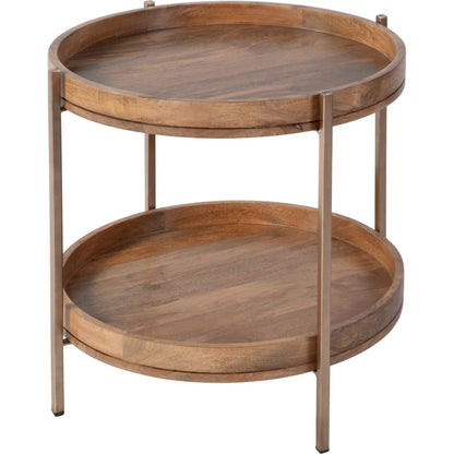 Damirra Side Table by Butler Specialty Company in natural. Made from mango solids, iron in a transitional style.