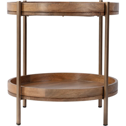 Damirra Side Table by Butler Specialty Company in natural. Made from mango solids, iron in a transitional style.