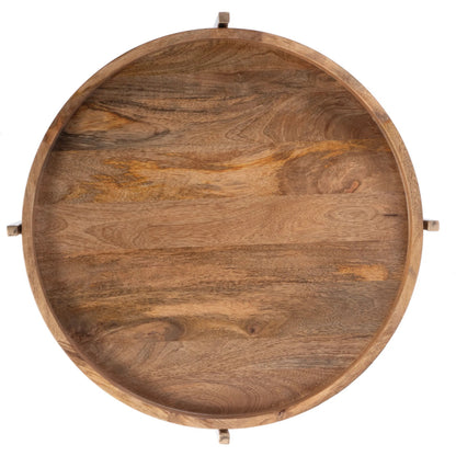 Damirra Side Table by Butler Specialty Company in natural. Made from mango solids, iron in a transitional style.