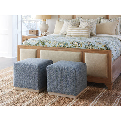 Colby Ottoman Lagoon by Barclay Butera in lagoon. Made from unique in a transitional style.