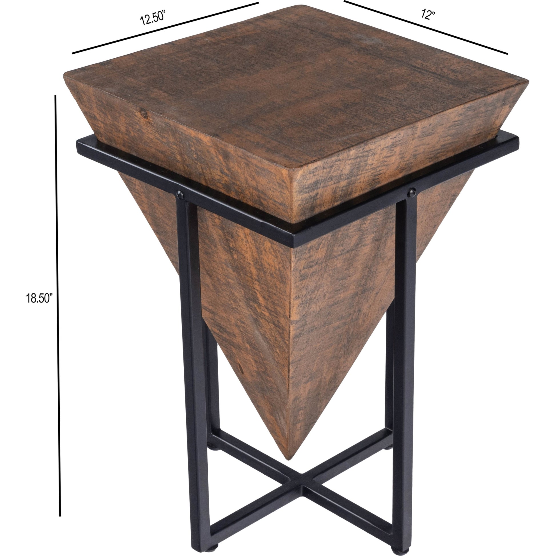 Gulnaria Accent Table by Butler Specialty Company in natural wood and butler loft. Made from mango wood solids, iron, powder coat in a modern style.
