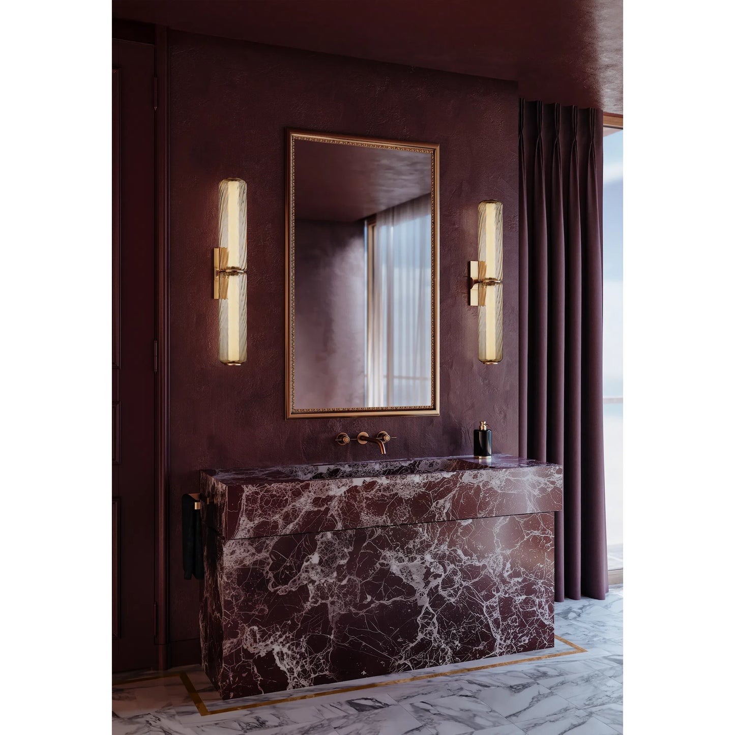 003 SI-2472577 | Lifestyle | Tuscany Bath and Vanity by Corbett in vintage brass. Made from unique in a modern style.