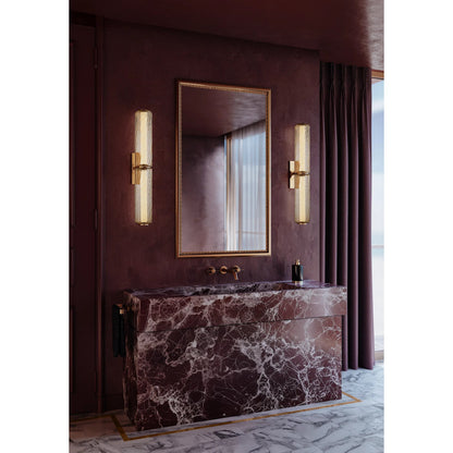 Tuscany Bath and Vanity by Corbett in vintage brass. Made from unique in a modern style.