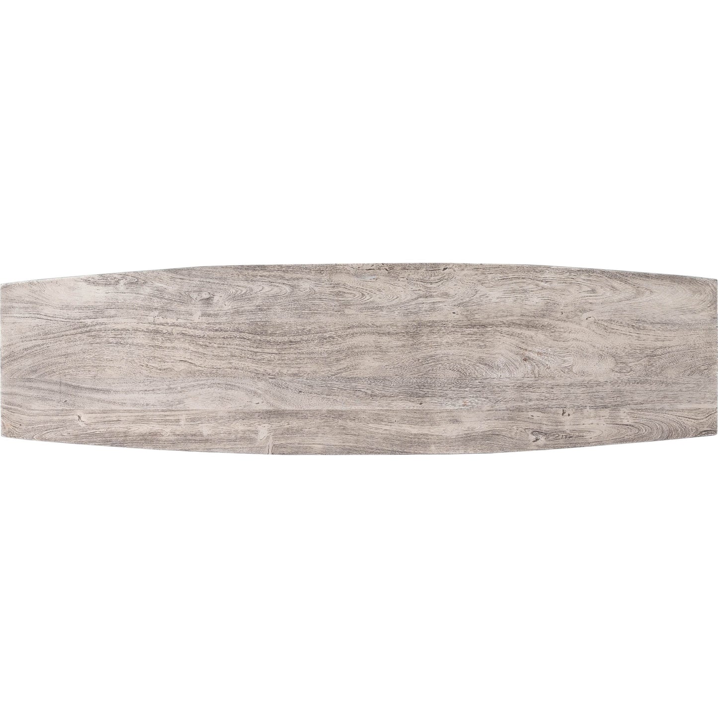 005 SR-770485 | Closeup | Lidiya Console Table by Butler Specialty Company in gray and metalworks. Made from acacia wood, gray sandwash finish, iron, black powder coat finish in a modern style.