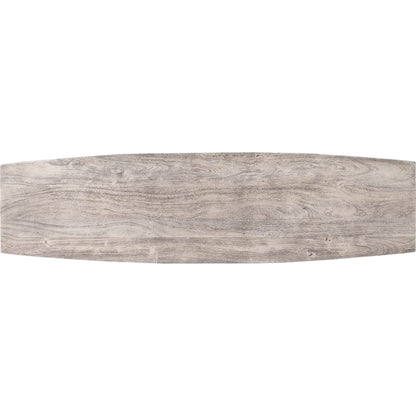 Lidiya Console Table by Butler Specialty Company in gray and metalworks. Made from acacia wood, gray sandwash finish, iron, black powder coat finish in a modern style.