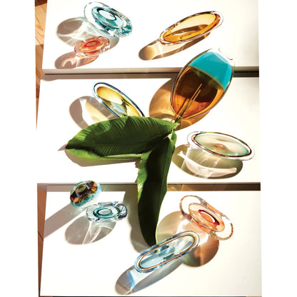 Pistachio Bubble Amber Oval Vase by Global Views. Made from art glass in a coastal style.