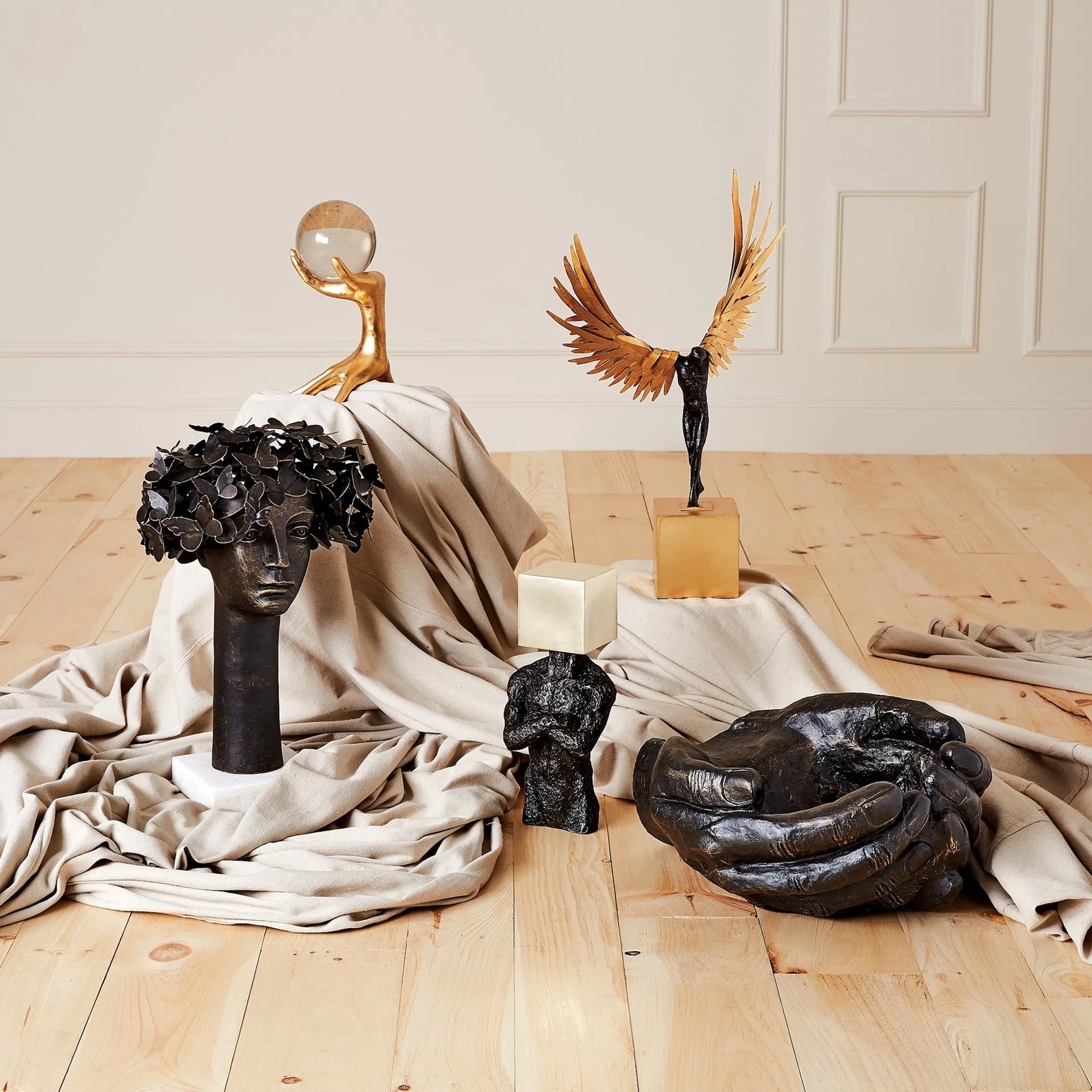 Hand Bowl by Global Views in antique statuary bronze. Made from iron in a eclectic & global style.