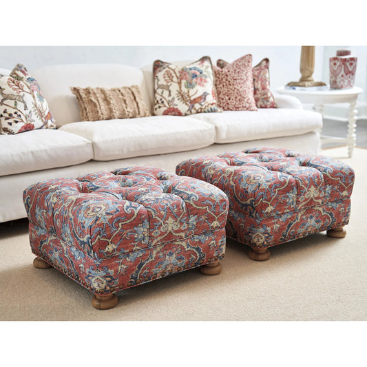Winslow Ottoman by Barclay Butera in shell. Made from unique in a traditional style.