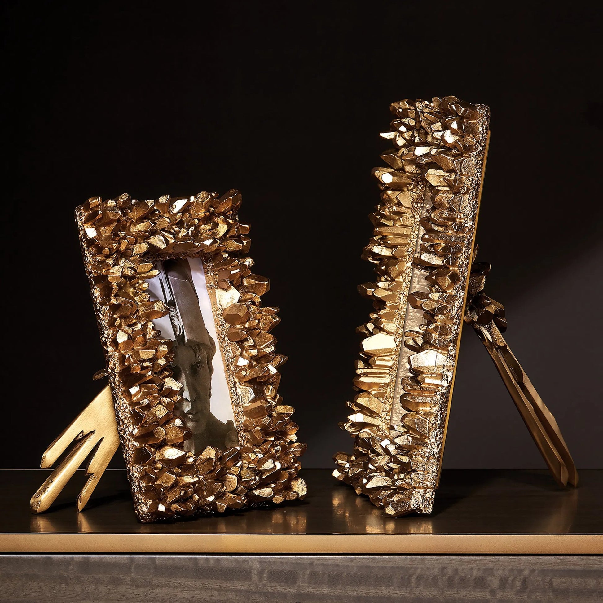 Facet Cluster Frame by Global Views. Made from brass, stainless steel, glass in a transitional style.