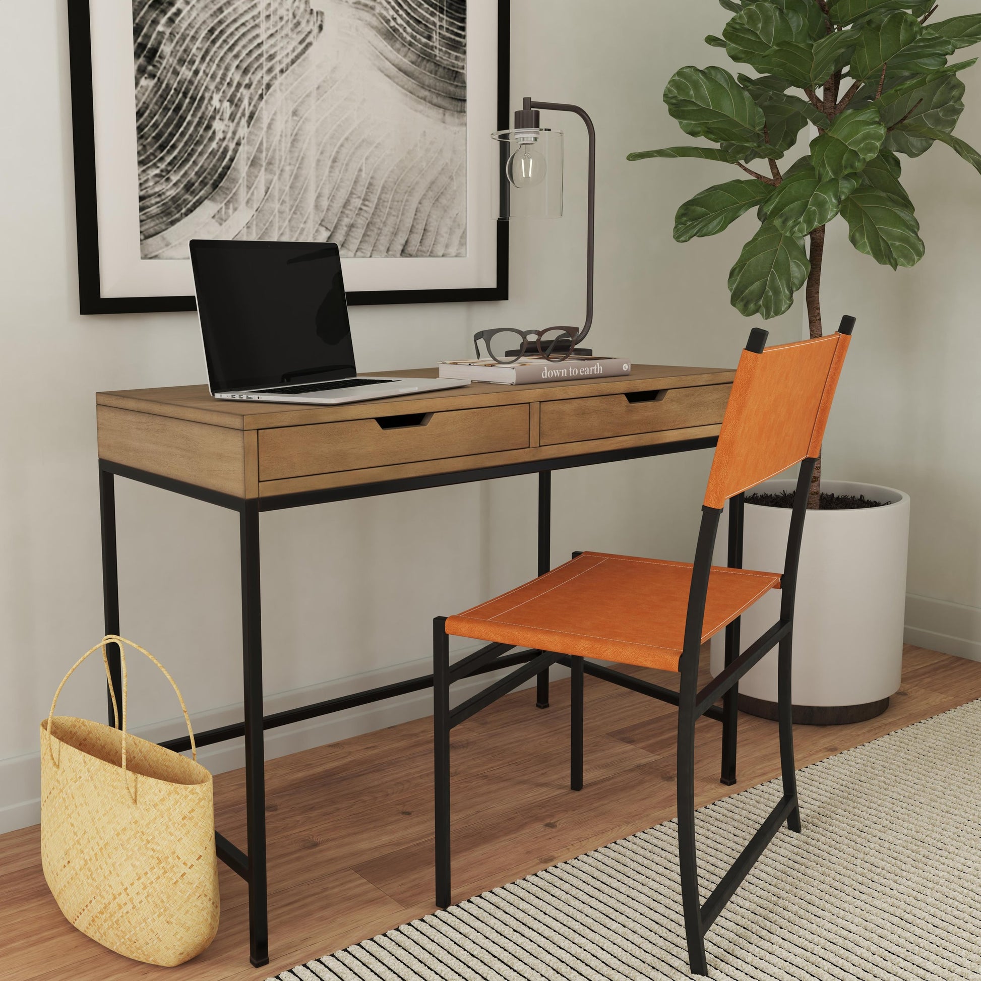 Belka Desk by Butler Specialty Company. Made from rubberwood, mahogany wood, iron in a modern style.