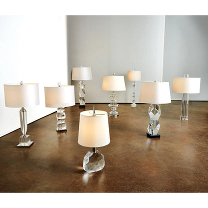 Facet Double Block Lamp by Global Views in double. Made from crystal, marble in a transitional style.