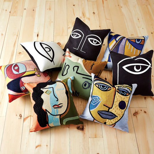 Petey Pillow by Global Views in natural. Made from shell: 100% cotton, lining: 100% cotton, emb: acrylic, beads in a modern style.