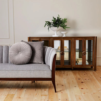 Channel Back Sofa by Global Views. Made from solid walnut, fabric, wood, 100% cotton, double rub: 50,000 in a modern style.
