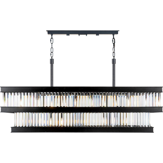 Double Take 2-Tier Linear Chandelier by Varaluz in heritage black. Made from unique in a unique style.