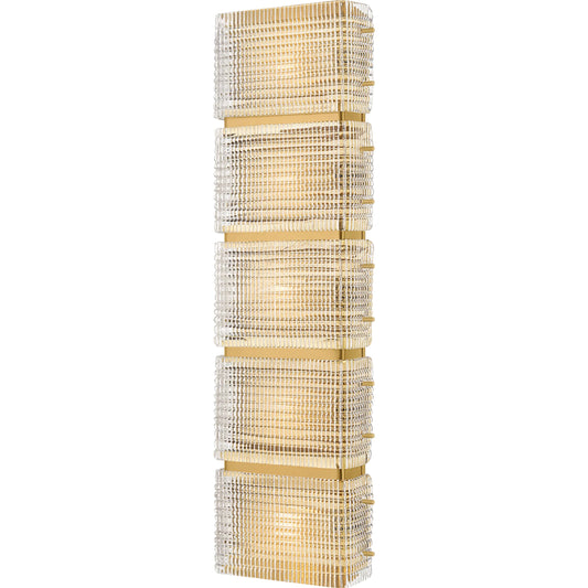 Mav Wall Sconce by Corbett in vintage brass. Made from unique in a traditional style.