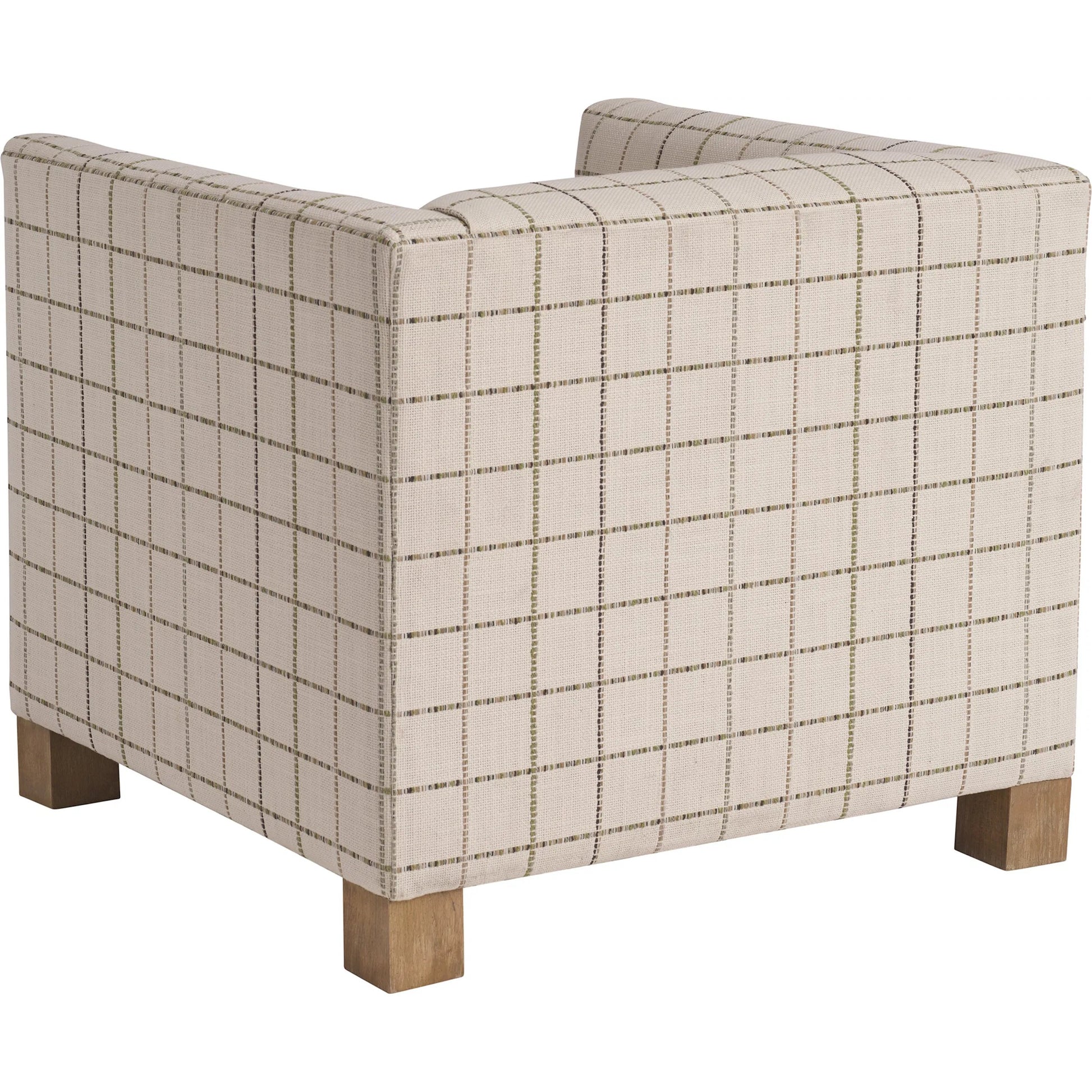 Chandler Chair by Barclay Butera in beige, tan and tan. Made from mahogany, fabric in a unique style.