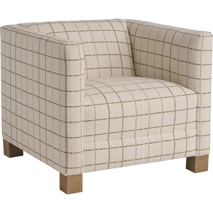 Chandler Chair by Barclay Butera in beige, tan and tan. Made from mahogany, fabric in a unique style.