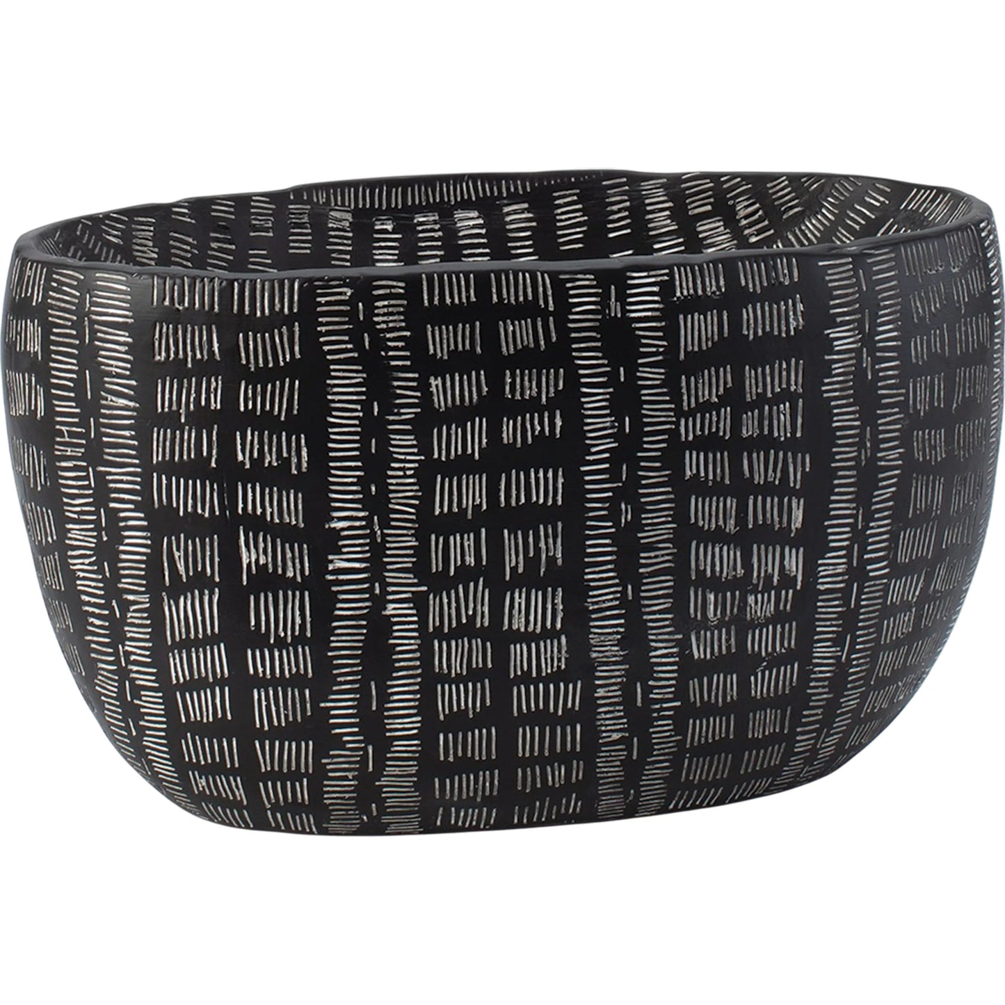 001 SI-2323627 | Primary Silo | Frequency Oval Bowl by Global Views in black and white. Made from unique in a rustic style.