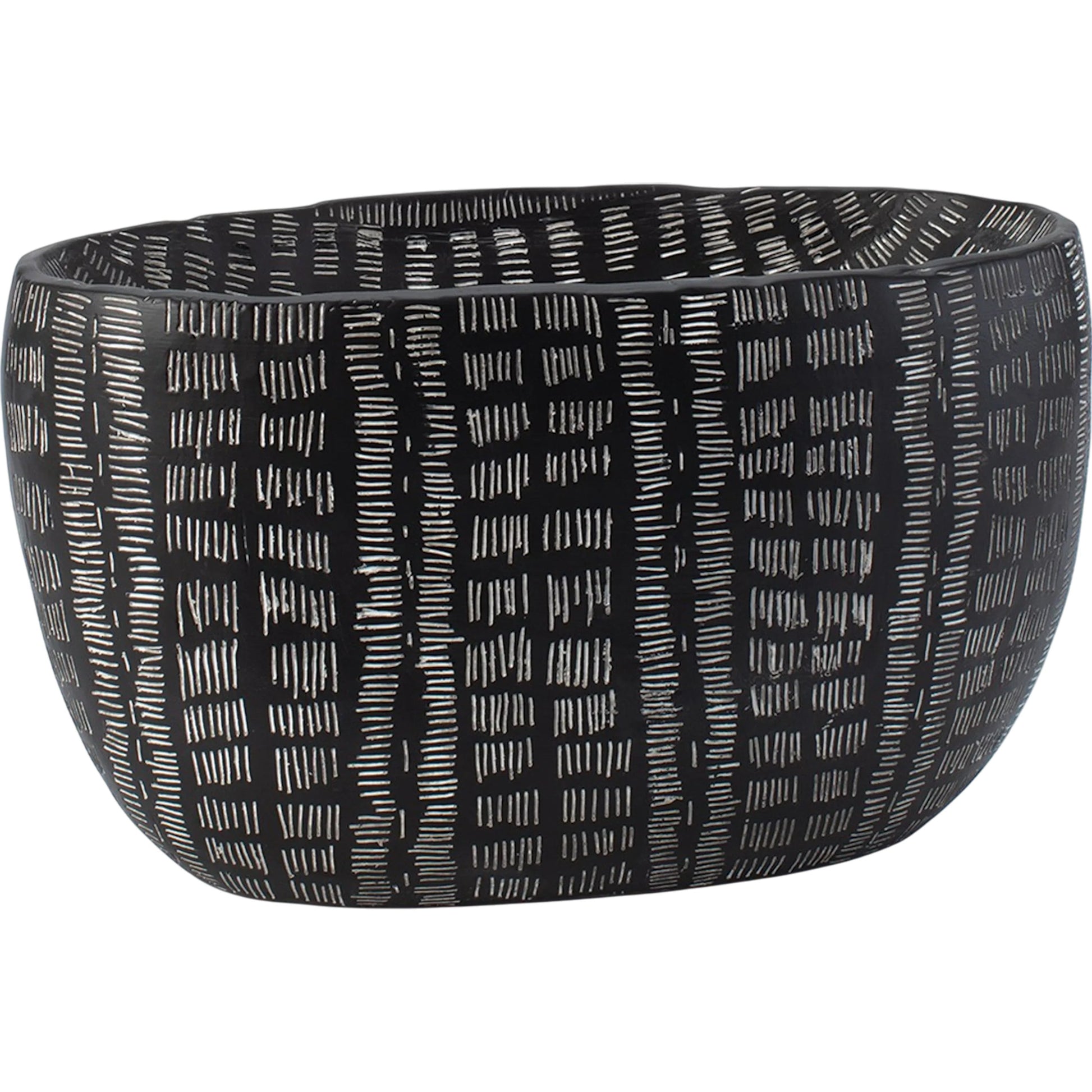 Frequency Oval Bowl by Global Views in black and white. Made from unique in a rustic style.