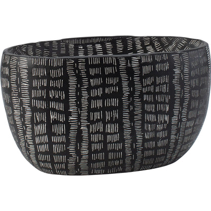 Frequency Oval Bowl by Global Views in black and white. Made from unique in a rustic style.