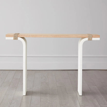 Debby Console by Global Views in white and oak. Made from unique in a transitional style.