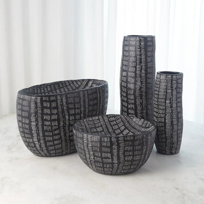 Frequency Oval Bowl by Global Views in black and white. Made from unique in a rustic style.