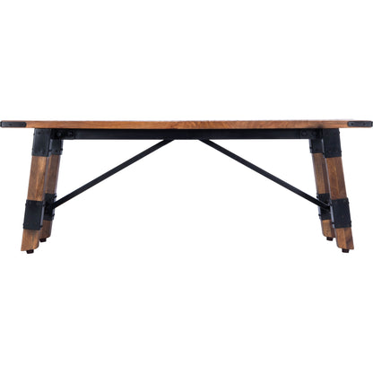 Masterson Bench by Butler Specialty Company in natural wood and industrial chic. Made from mango wood, iron: black metal finish, seat height 18-1, 2" h in a rustic style.