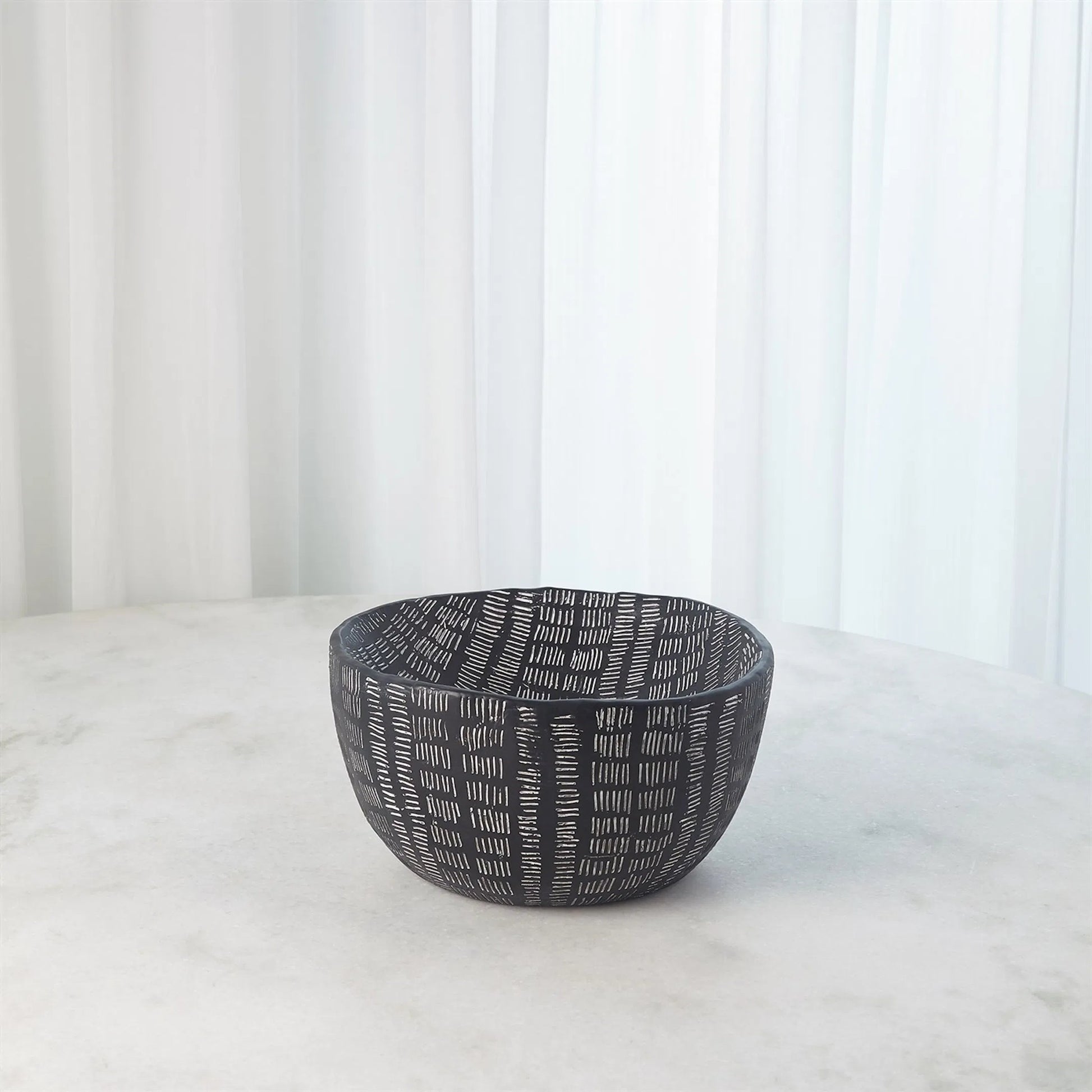 Frequency Oval Bowl by Global Views in black and white. Made from unique in a rustic style.