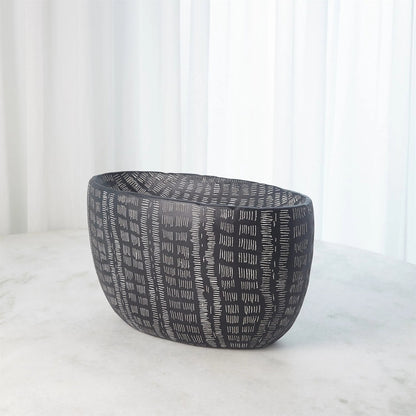 Frequency Oval Bowl by Global Views in black and white. Made from unique in a rustic style.