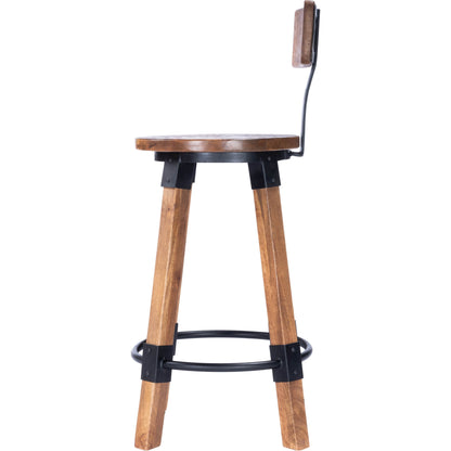 Masterson Counter Stool by Butler Specialty Company in natural wood and industrial chic. Made from mango wood, iron: black metal finish, seat height 27" h in a rustic style.
