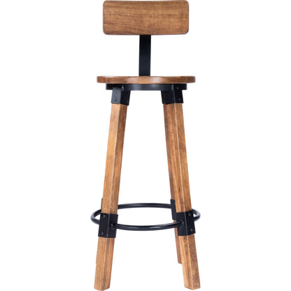 Masterson Bar Stool by Butler Specialty Company in natural wood and industrial chic. Made from mango wood, iron: black metal finish, seat height 37" h in a rustic style.