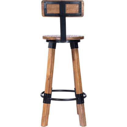 Masterson Bar Stool by Butler Specialty Company in natural wood and industrial chic. Made from mango wood, iron: black metal finish, seat height 37" h in a rustic style.