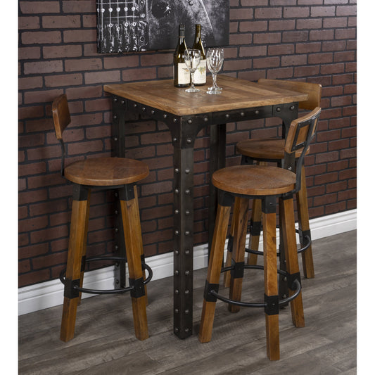 Masterson Bar Stool by Butler Specialty Company in natural wood and industrial chic. Made from mango wood, iron: black metal finish, seat height 37" h in a rustic style.
