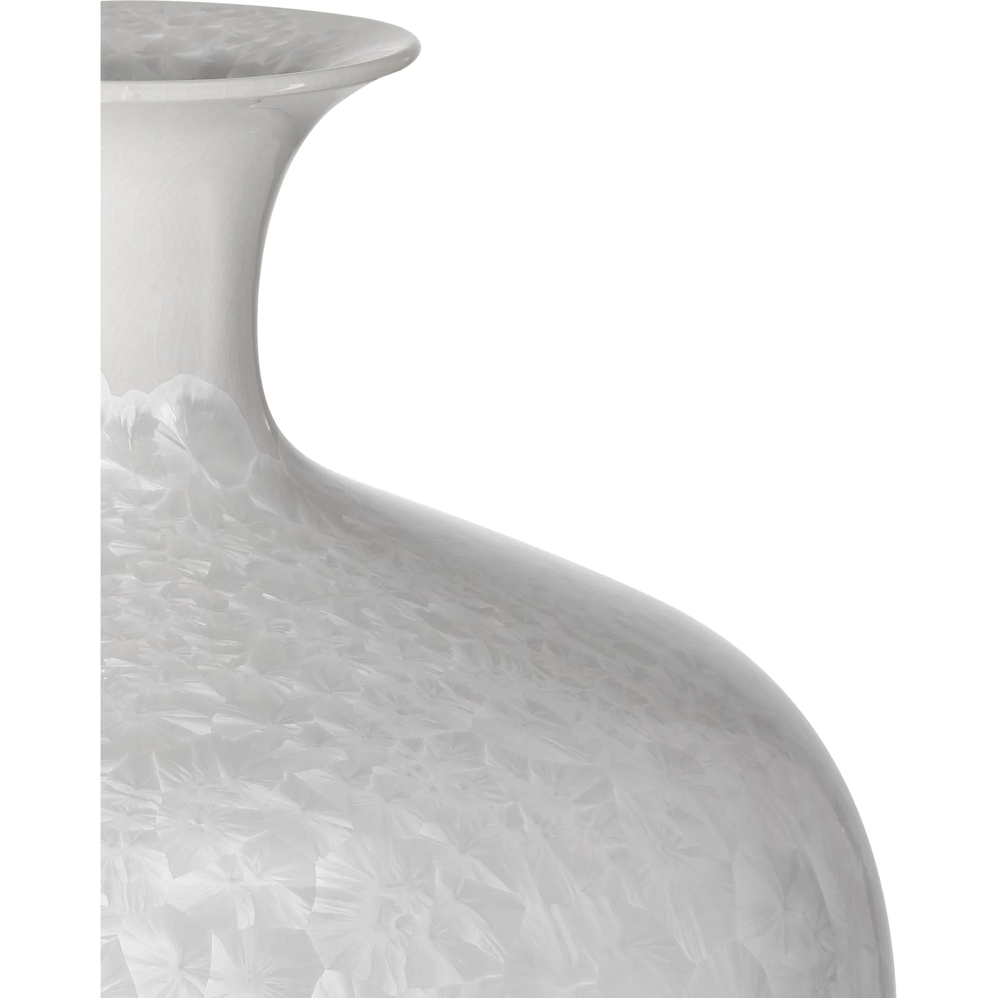 Crystalline Vase by Currey and Company in crystallized white. Made from porcelain in a modern style.