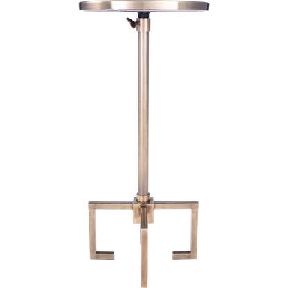 Mash End Table by Butler Specialty Company in gold and antique gold. Made from red vein marble in a modern style.