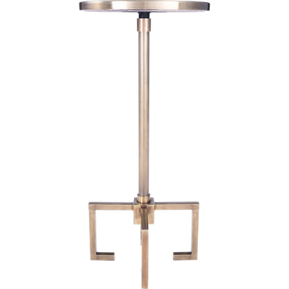 Mash End Table by Butler Specialty Company in gold and antique gold. Made from red vein marble in a modern style.