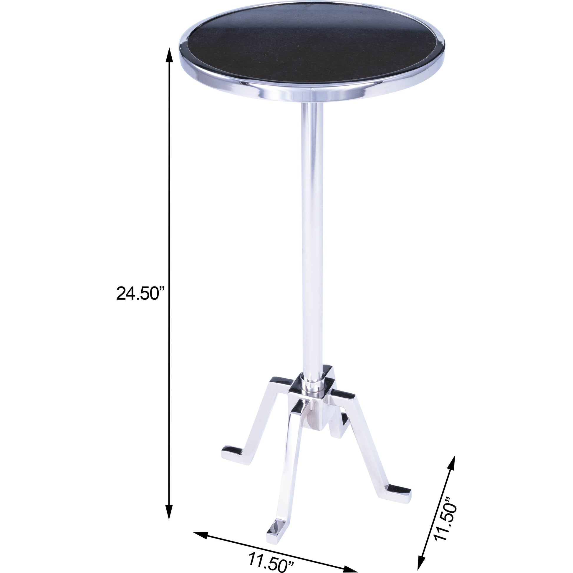 Sash End Table by Butler Specialty Company in silver and nickel. Made from granite, nickel finish, adjustble in a modern style.