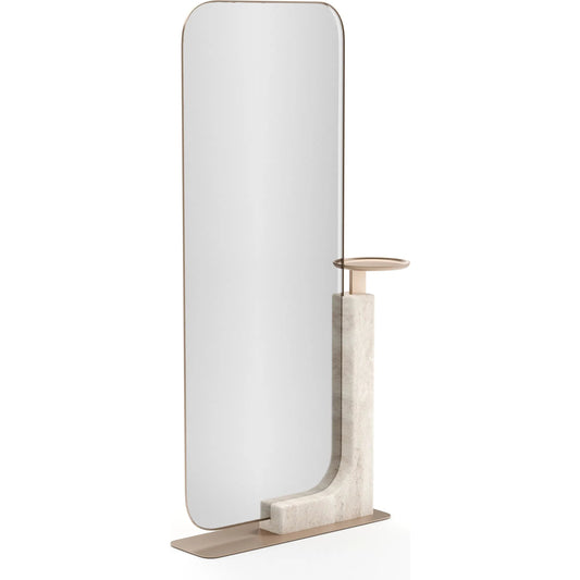 Overlap Floor Mirror by Caracole in whisper of gold. Made from stone in a modern style.