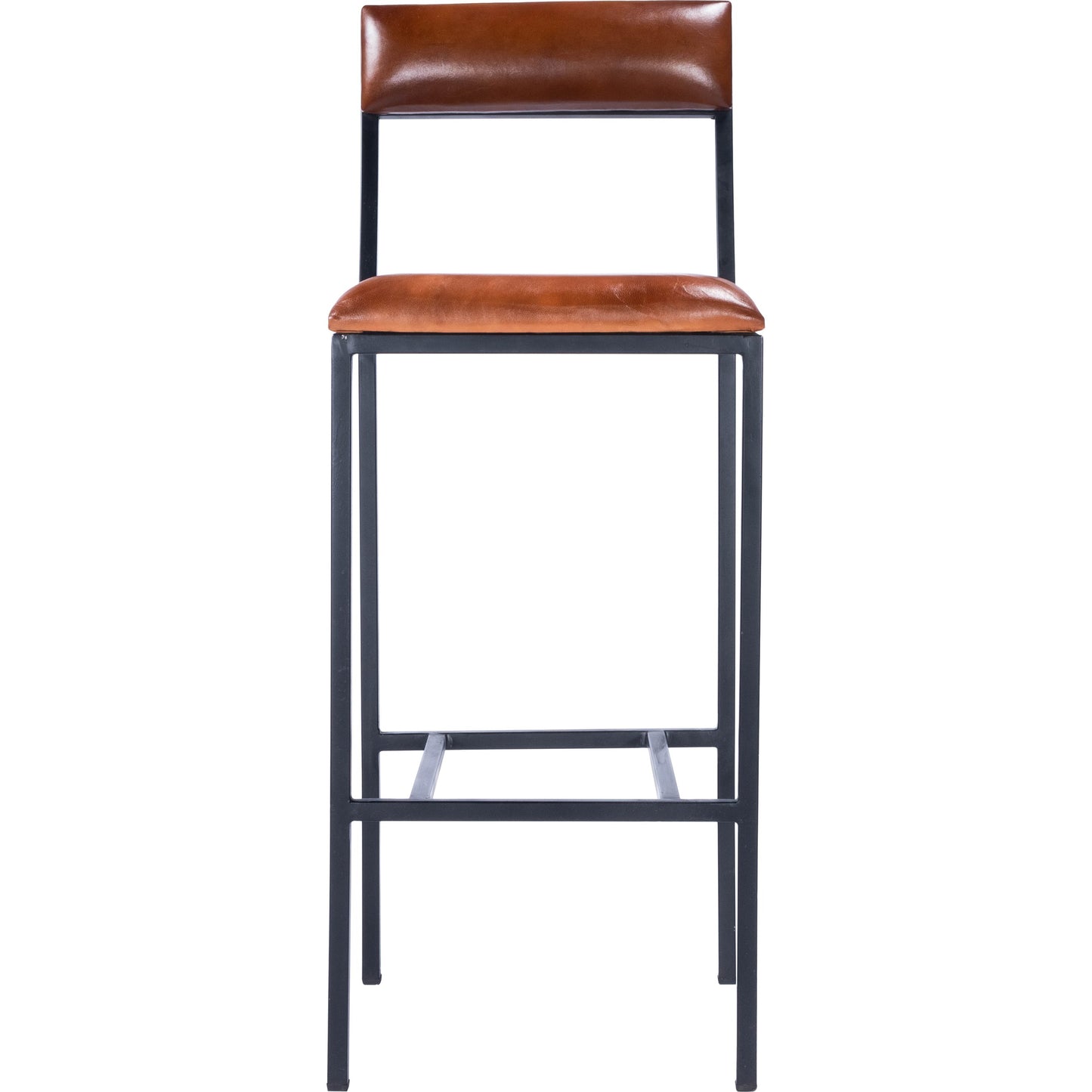 002 SR-789716 | Additional Silo | Lazarus Bar Stool by Butler Specialty Company in medium brown and industrial chic. Made from iron, leather, plywood, polyurethane foam core: seat height 31-1, 2" h in a modern style.