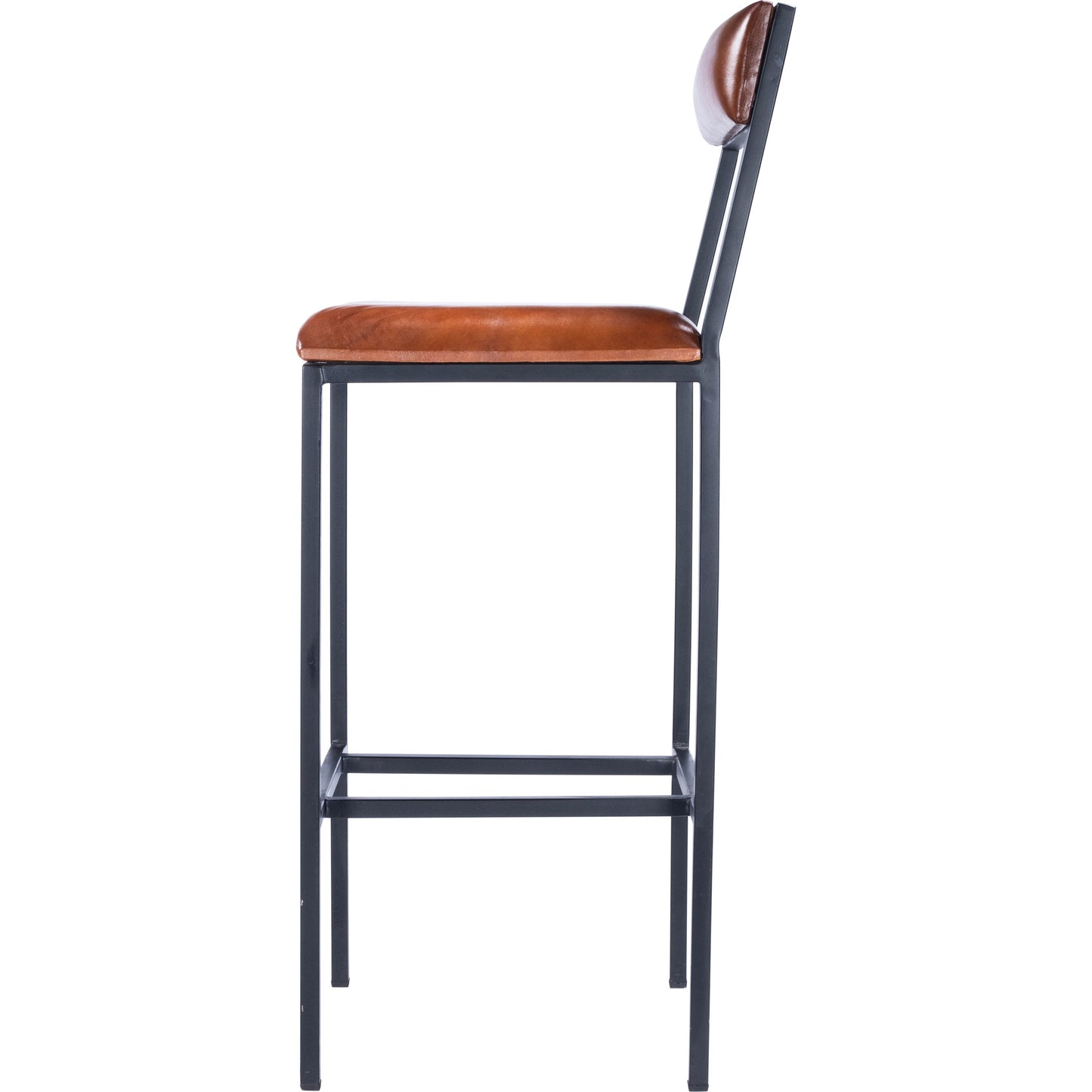003 SR-789716 | Additional Silo | Lazarus Bar Stool by Butler Specialty Company in medium brown and industrial chic. Made from iron, leather, plywood, polyurethane foam core: seat height 31-1, 2" h in a modern style.