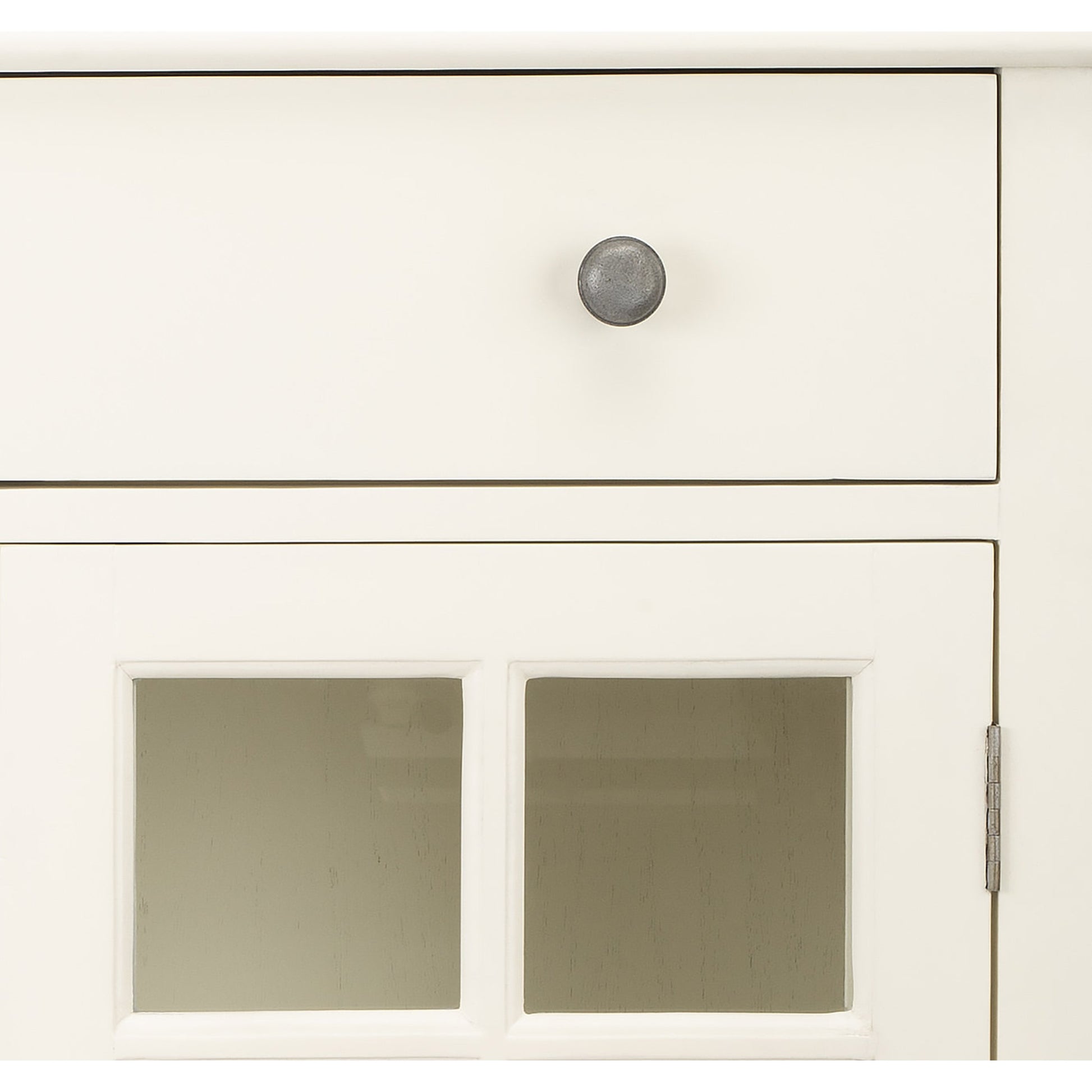 Brouno Chest by Butler Specialty Company in white. Made from mango wood, mdf, plywood, clear glass (non tempered) in a cottage & farmhouse style.
